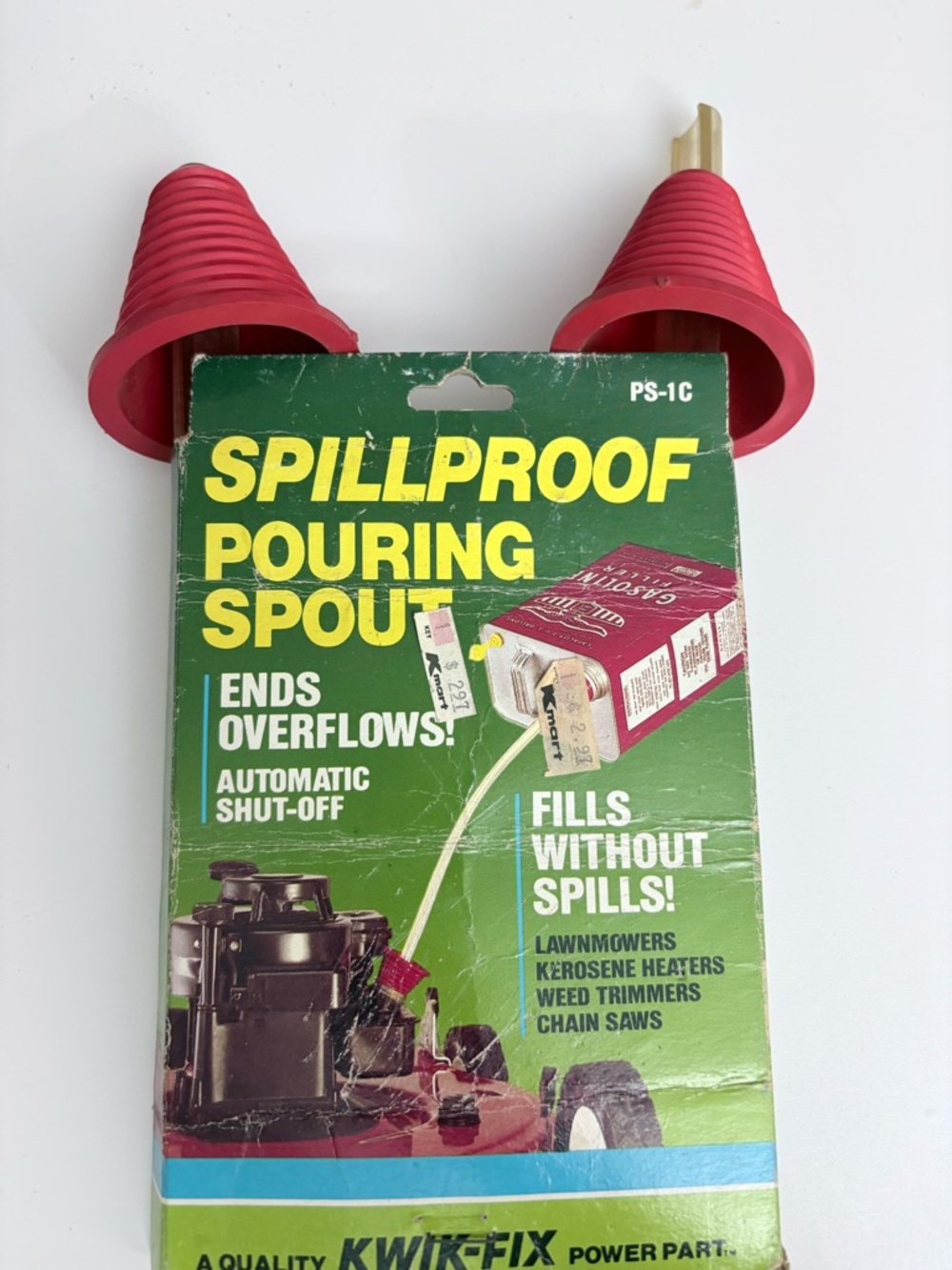 Vintage 1985 Kwik-Fix Spillproof Gas Can Pouring Spout PS-1C NOS Box